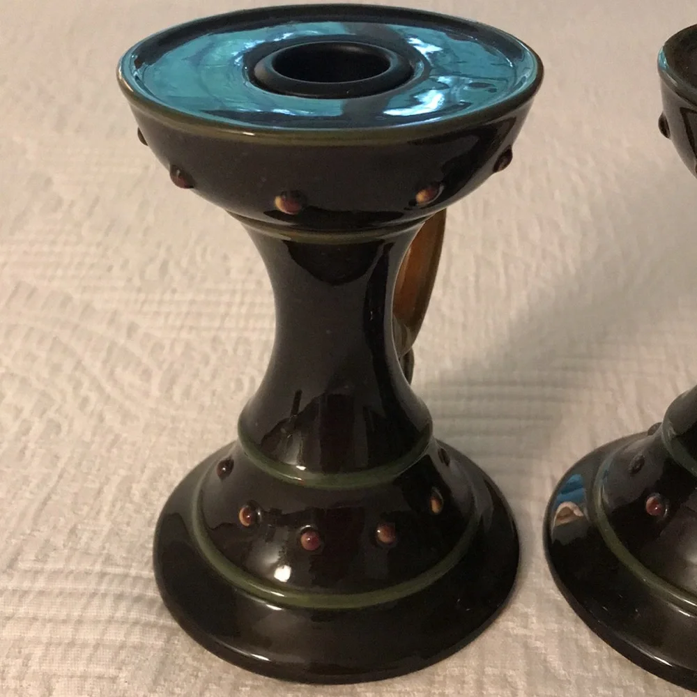 Pair Demdaco Deb Hrabik Chocolate Berries Decorative Candle Holder